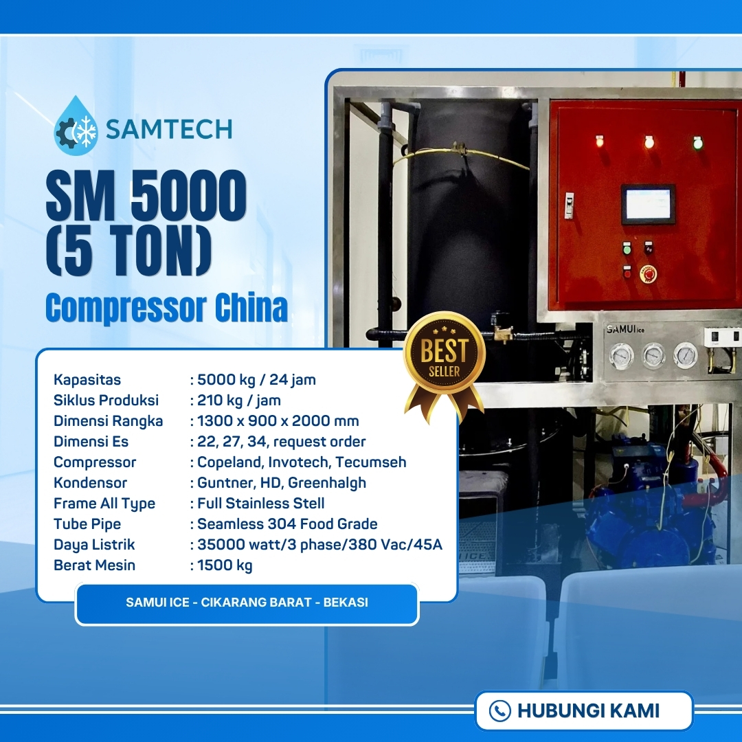 Mesin Es Kristal Terbaik SAMUI SM 5000 Compressor China (5 Ton)